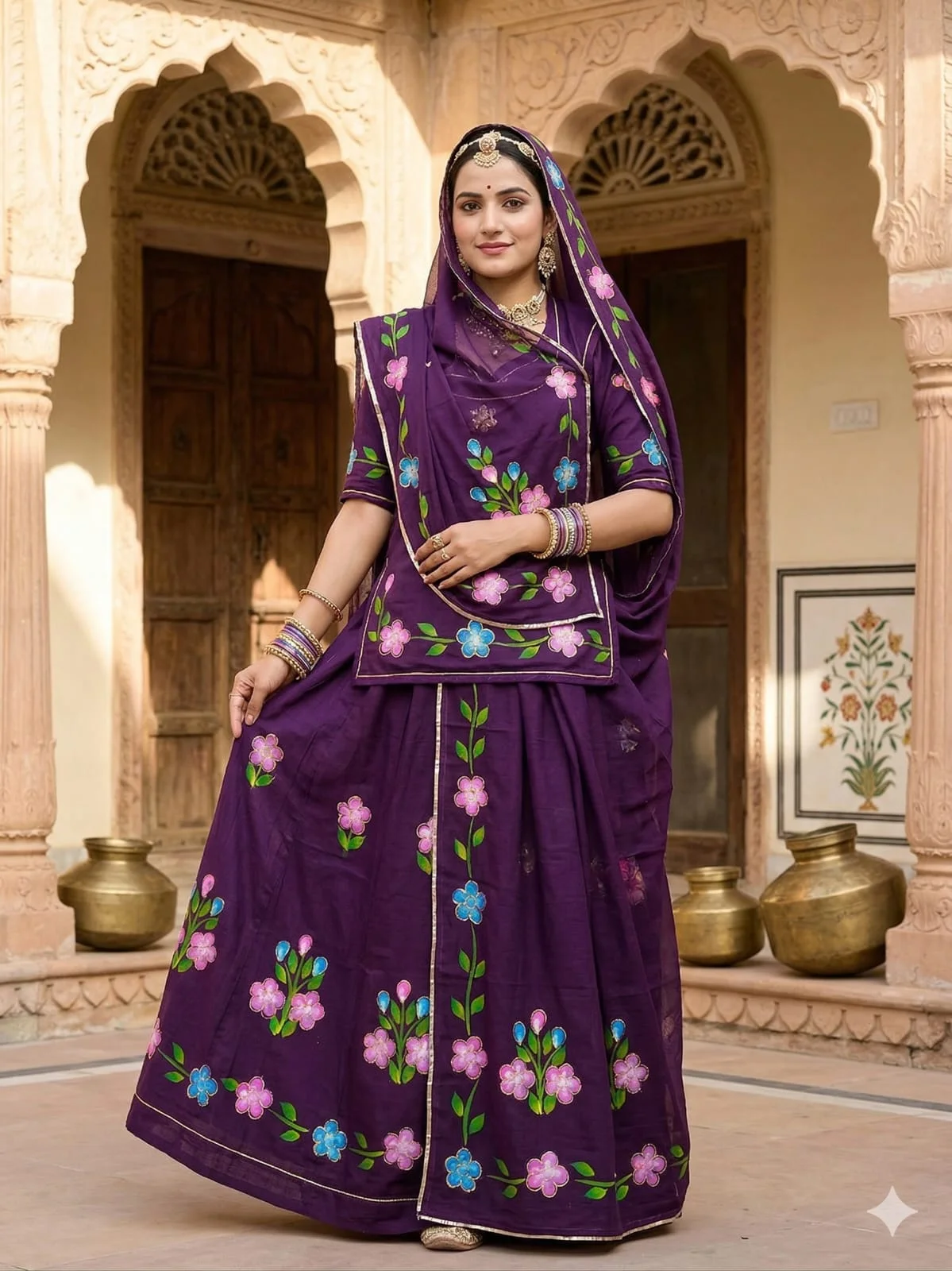 ✨Royal Hand Painted Heavy Cotton Lehenga Suit Set✨ - Image 5