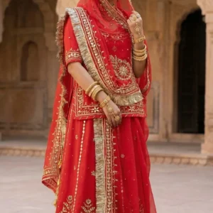 ✨ Rathori Bridal Gota Poshak ✨ - Bright Red
