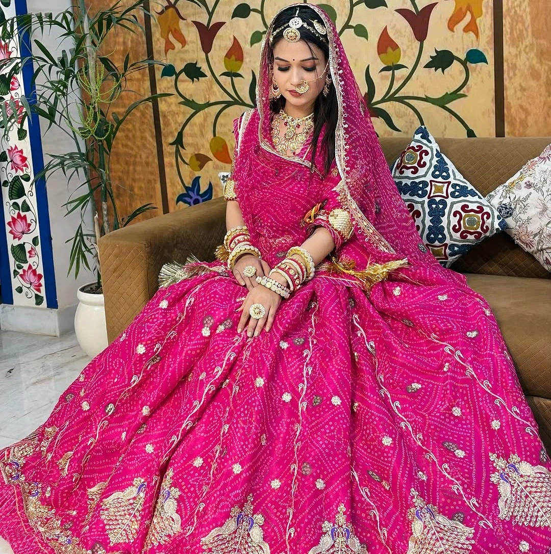 ✨Maharani Pink Boutique Bandhej Wedding Poshak Set✨ - Image 3