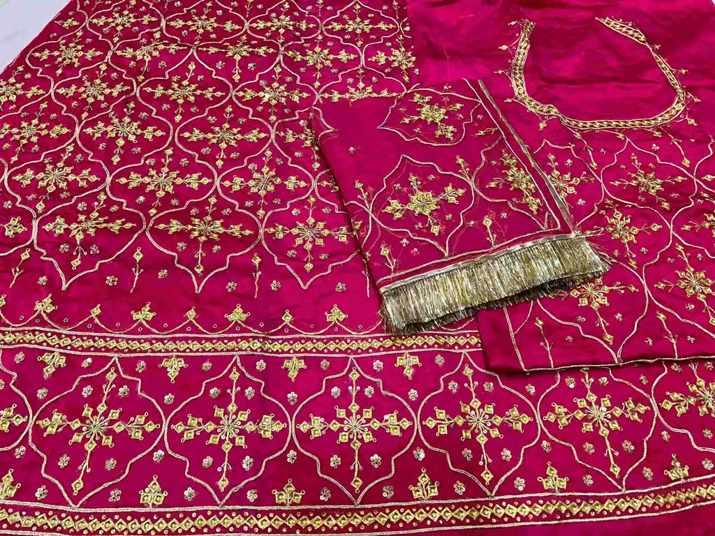Royal Udaipuri Danka Bember Satin Poshak