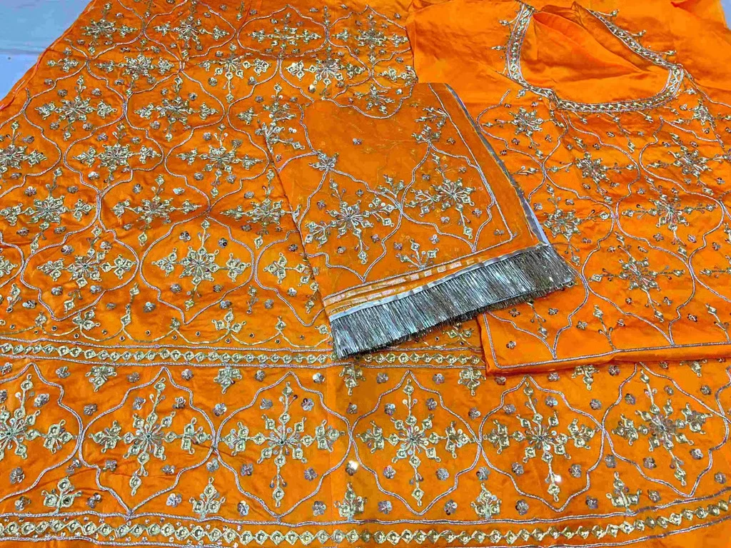 ✨Royal Udaipuri Danka Work Bember Satin Poshak Set✨ - Image 2
