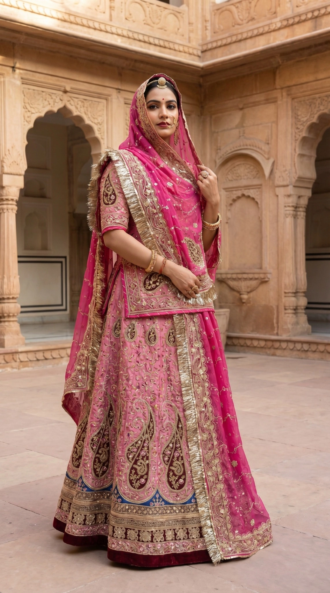 ✨Maharani Premium 3.5 Meter Gher Lehenga Suit with Vintage Zari Work✨ - Image 10