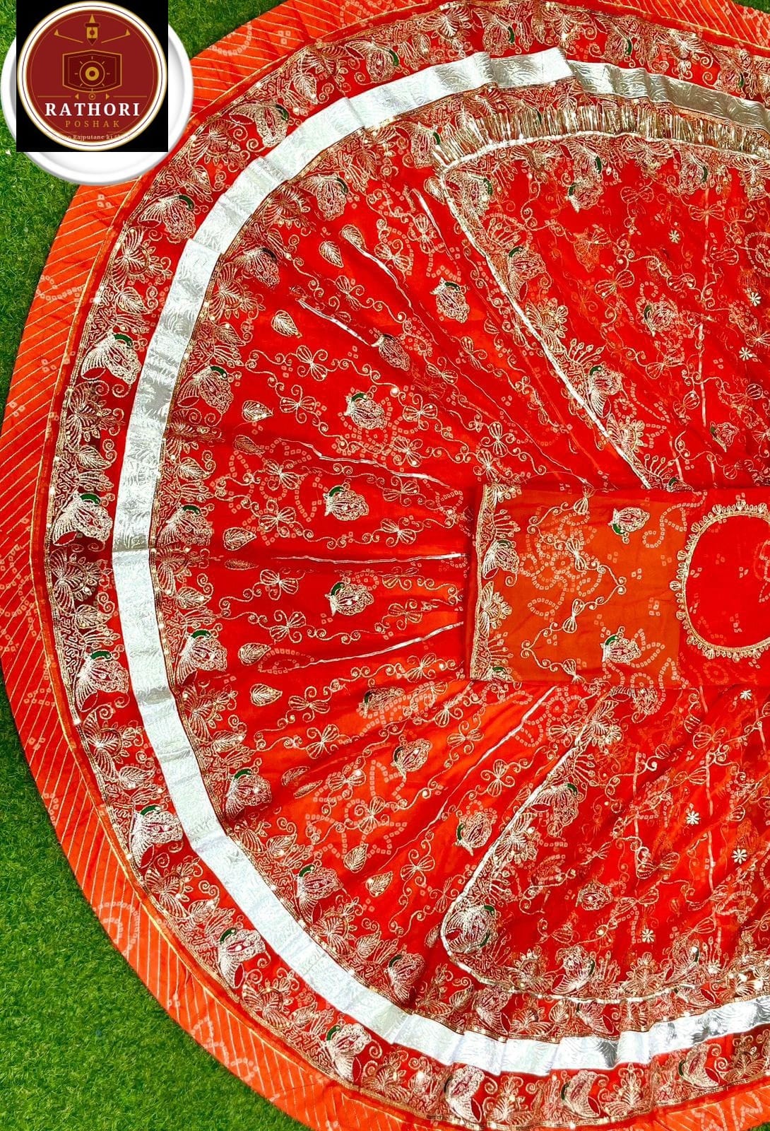 ✨Royal Sindoor Red Designer Gher Lehenga Poshak Set✨ - Image 2