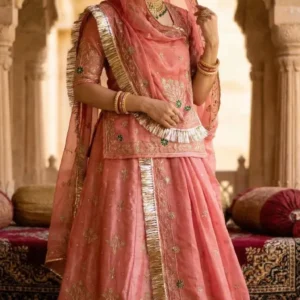 Royal Rajputana Fendi Silk Poshak Lehenga