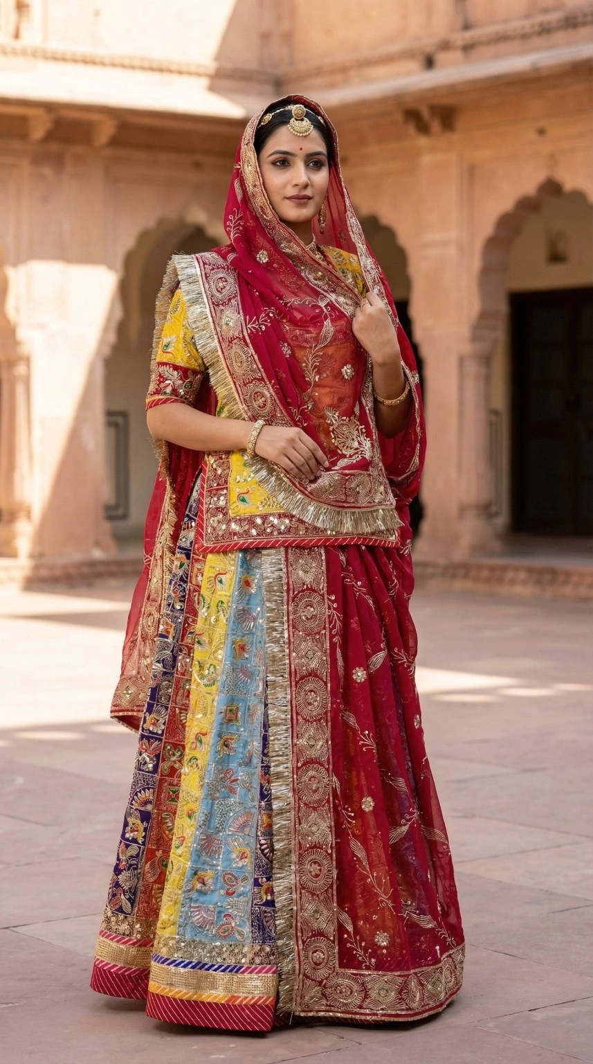 ✨Royal Vintage Boutique Crepe Silk Poshak Lehenga with Pure Odhani for Women✨ - Image 5