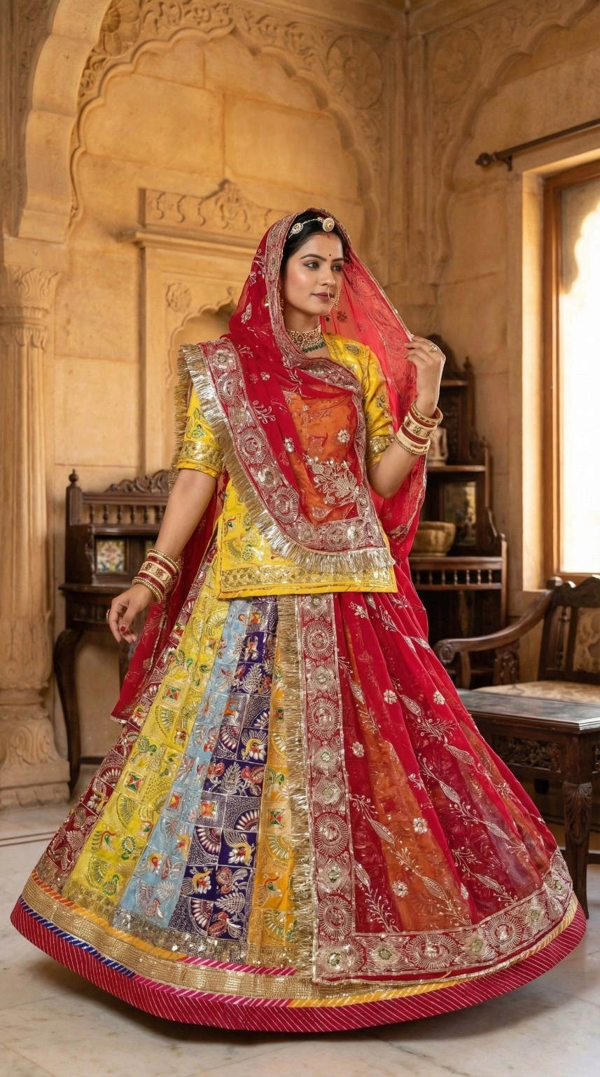 Royal Vintage Boutique Crepe Silk Poshak Lehenga