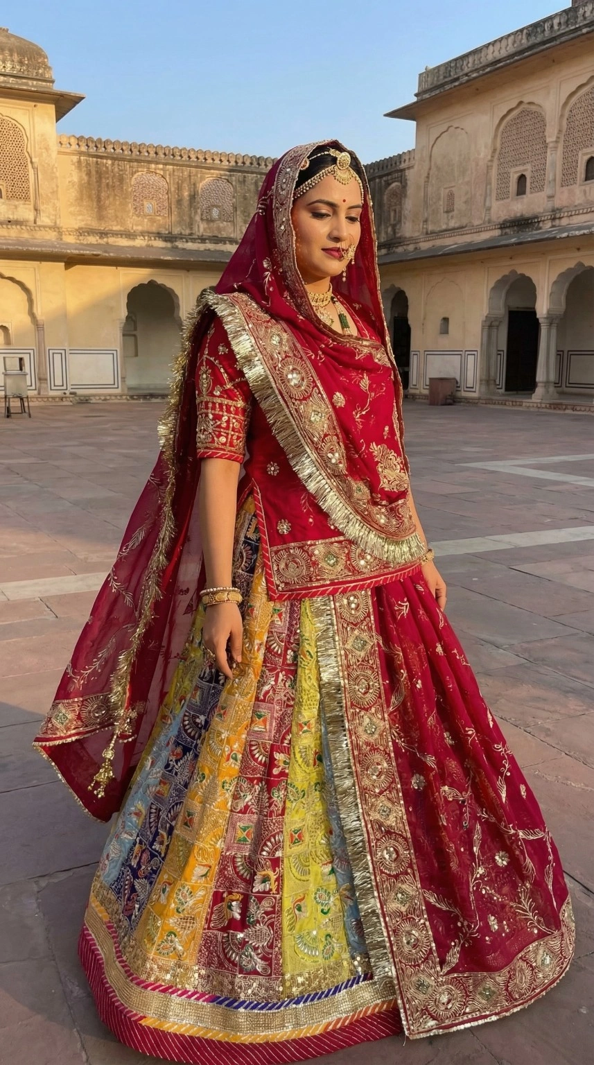 ✨Royal Vintage Boutique Crepe Silk Poshak Lehenga with Pure Odhani for Women✨ - Image 2