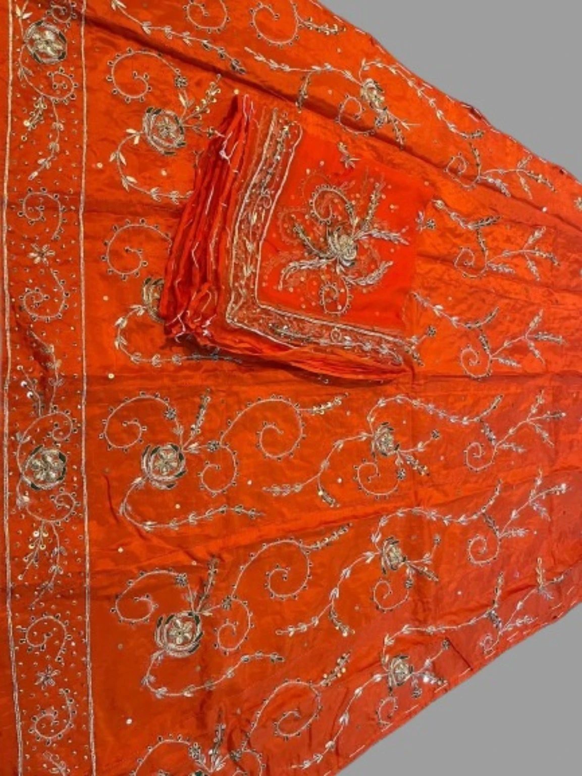 ✨Royal Maharani Heavy Upada Crepe Handwork Poshak with Pure Thakur Ji Odhni. product name Heavy Upada crape with pure thakur ji odhni✨ - Image 4