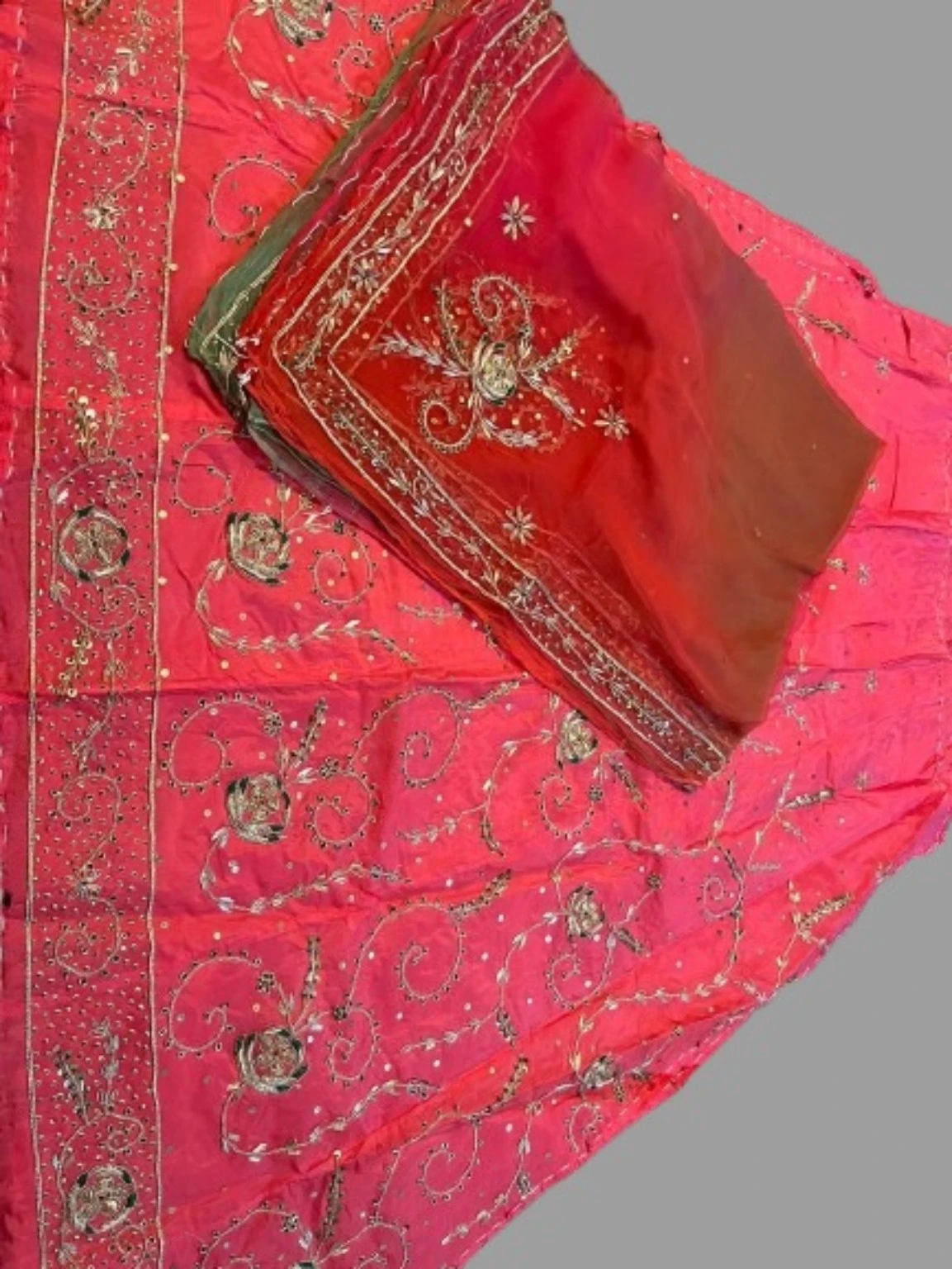 ✨Royal Maharani Heavy Upada Crepe Handwork Poshak with Pure Thakur Ji Odhni. product name Heavy Upada crape with pure thakur ji odhni✨ - Image 2