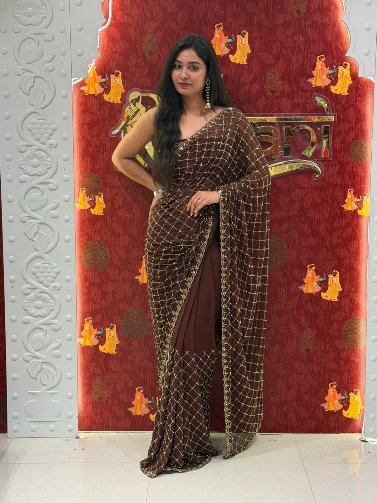 All Checks Saree – Peacock Blue - Image 6