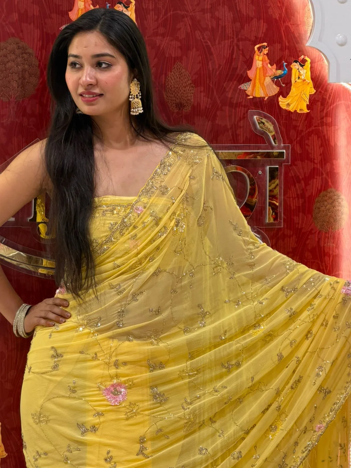 Sequence Flowers Saree - Image 11