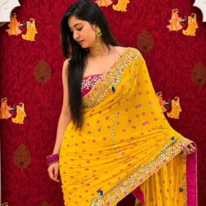 Peacock on Bandhej‑2 Saree