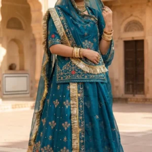 Royal Rajputana Fendi Silk Poshak Lehenga
